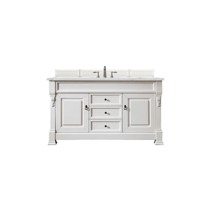 James Martin Vanities Brookfield 60" Bright White Single Vanity With 3cm Ethereal Noctis Quartz Top