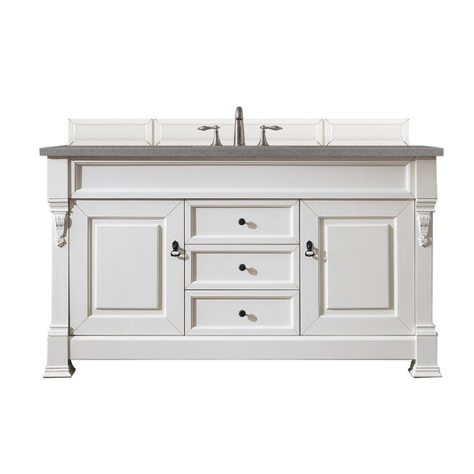 James Martin Vanities Brookfield 60" Bright White Single Vanity With 3cm Grey Expo Quartz Top