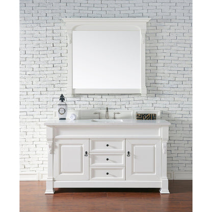 James Martin Vanities Brookfield 60" Bright White Single Vanity With 3cm White Zeus Quartz Top