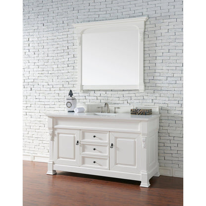 James Martin Vanities Brookfield 60" Bright White Single Vanity With 3cm White Zeus Quartz Top