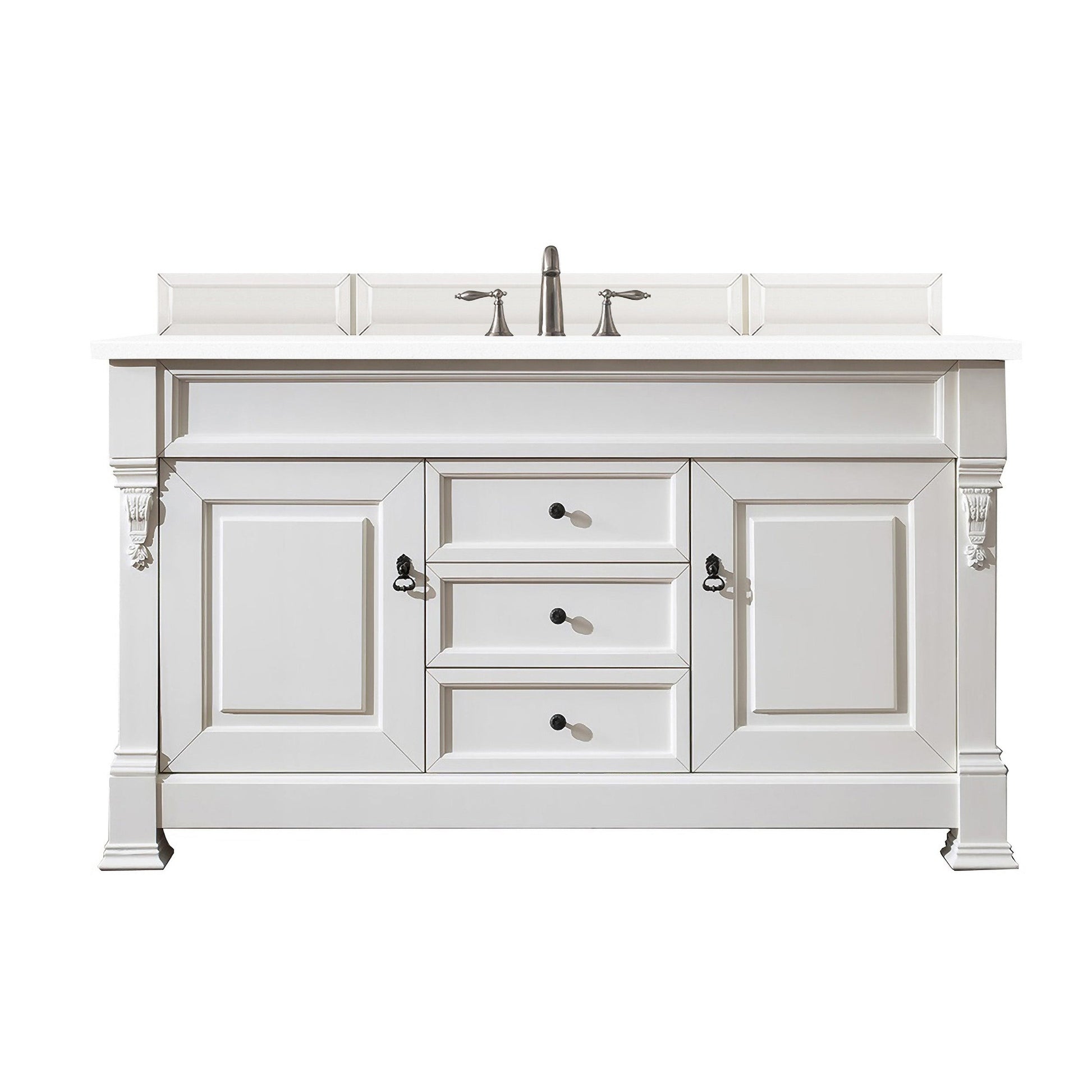 James Martin Vanities Brookfield 60" Bright White Single Vanity With 3cm White Zeus Quartz Top