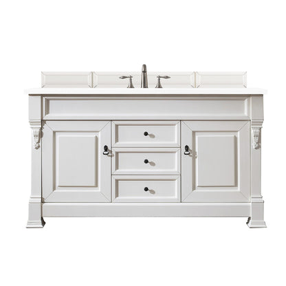 James Martin Vanities Brookfield 60" Bright White Single Vanity With 3cm White Zeus Quartz Top