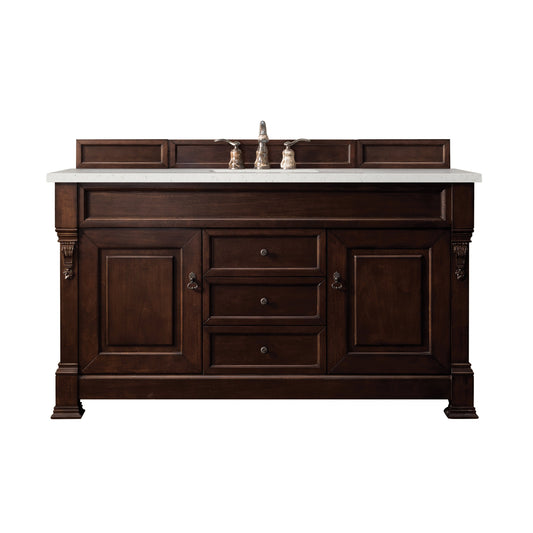 James Martin Vanities Brookfield 60" Burnished Mahogany Single Vanity With 3 cm Lime Delight Quartz Top