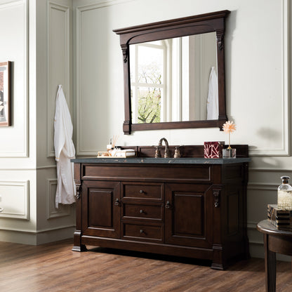 James Martin Vanities Brookfield 60" Burnished Mahogany Single Vanity With 3 cm Parisien Bleu Quartz Top