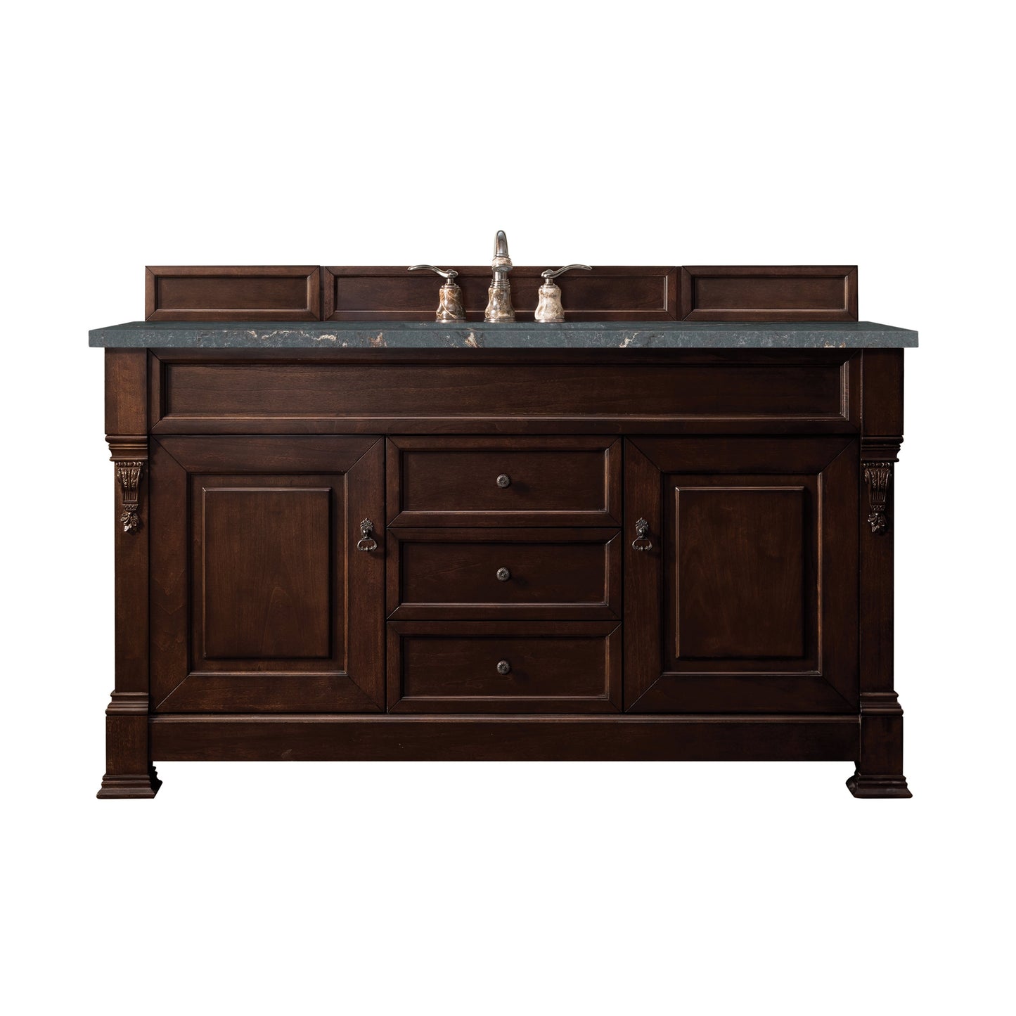 James Martin Vanities Brookfield 60" Burnished Mahogany Single Vanity With 3 cm Parisien Bleu Quartz Top