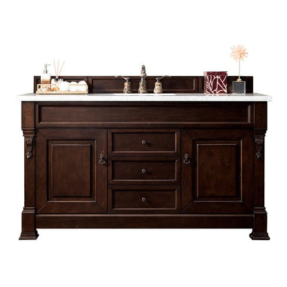 James Martin Vanities Brookfield 60" Burnished Mahogany Single Vanity With 3cm Carrara Marble Top