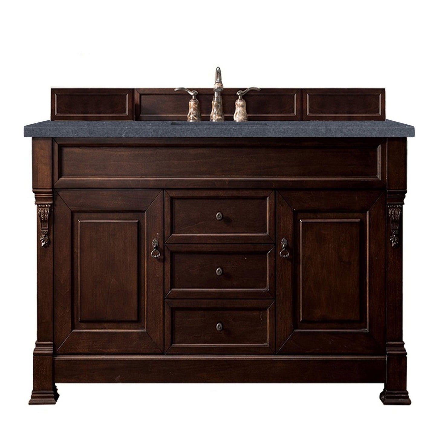 James Martin Vanities Brookfield 60" Burnished Mahogany Single Vanity With 3cm Charcoal Soapstone Quartz Top