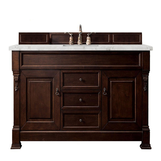 James Martin Vanities Brookfield 60" Burnished Mahogany Single Vanity With 3cm Eternal Jasmine Pearl Quartz Top