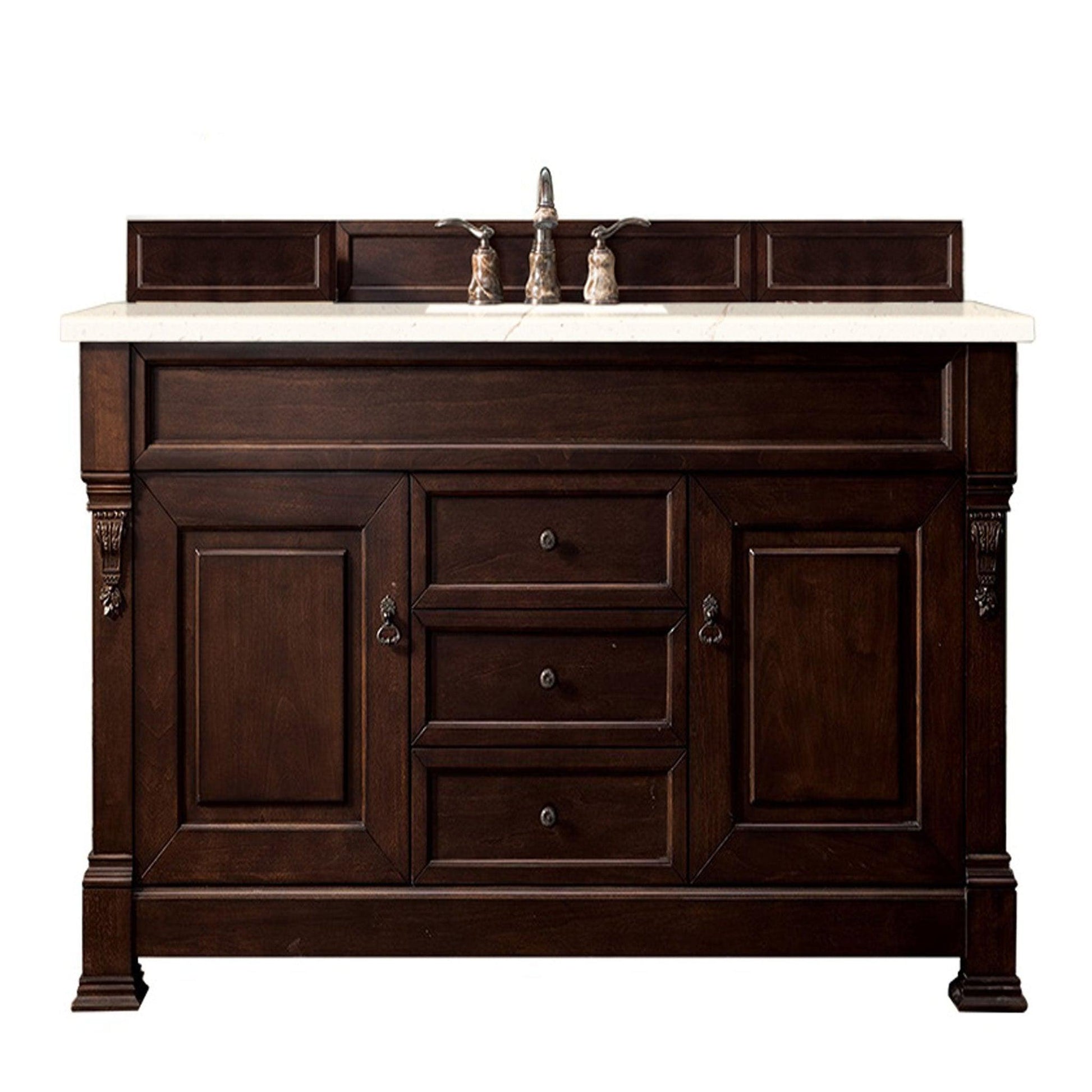 James Martin Vanities Brookfield 60" Burnished Mahogany Single Vanity With 3cm Eternal Marfil Quartz Top