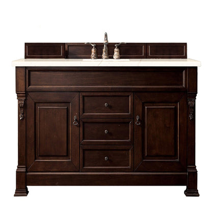 James Martin Vanities Brookfield 60" Burnished Mahogany Single Vanity With 3cm Eternal Marfil Quartz Top