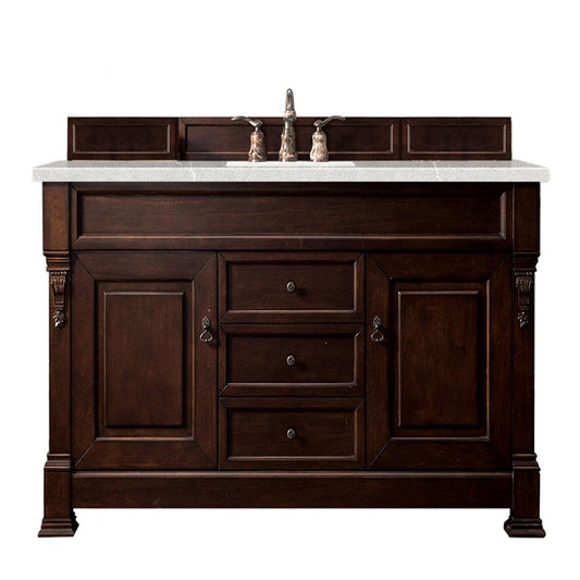 James Martin Vanities Brookfield 60" Burnished Mahogany Single Vanity With 3cm Eternal Serena Quartz Top