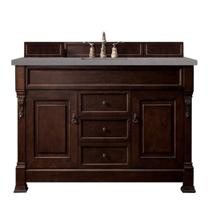 James Martin Vanities Brookfield 60" Burnished Mahogany Single Vanity With 3cm Grey Expo Quartz Top