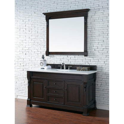 James Martin Vanities Brookfield 60" Burnished Mahogany Single Vanity With 3cm White Zeus Quartz Top