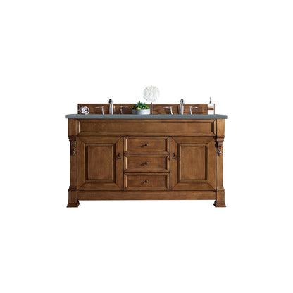 James Martin Vanities Brookfield 60" Country Oak Double Vanity With 3cm Cala Blue Quartz Top