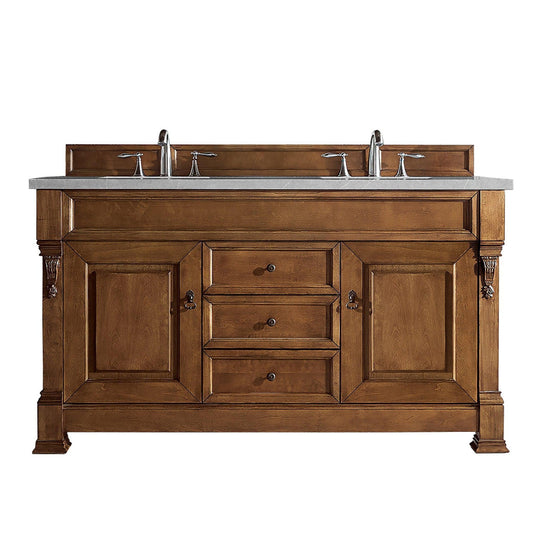 James Martin Vanities Brookfield 60" Country Oak Double Vanity With 3cm Eternal Serena Quartz Top