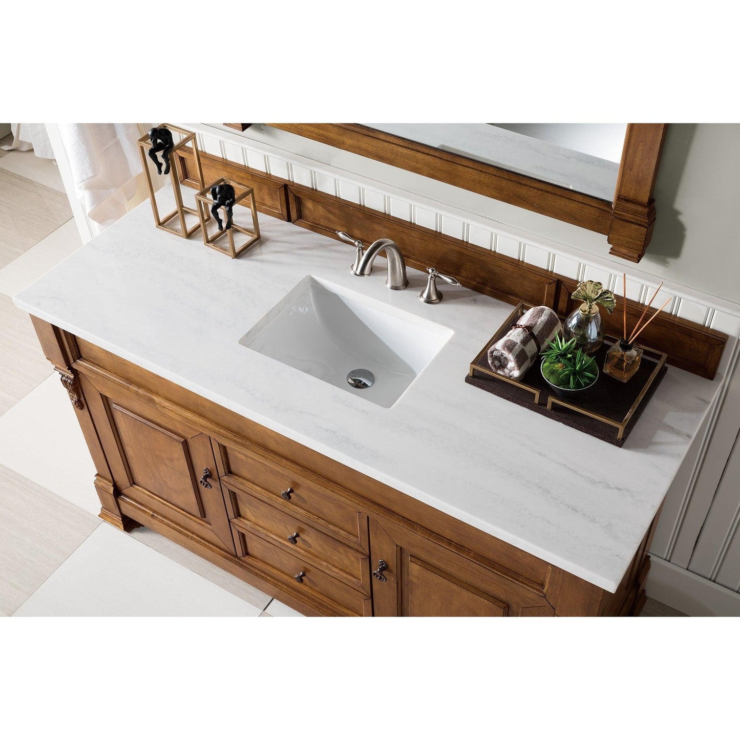 James Martin Vanities Brookfield 60" Country Oak Single Vanity With 3cm Arctic Fall Solid Surface Top