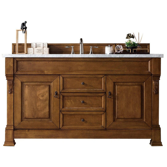 James Martin Vanities Brookfield 60" Country Oak Single Vanity With 3cm Arctic Fall Solid Surface Top