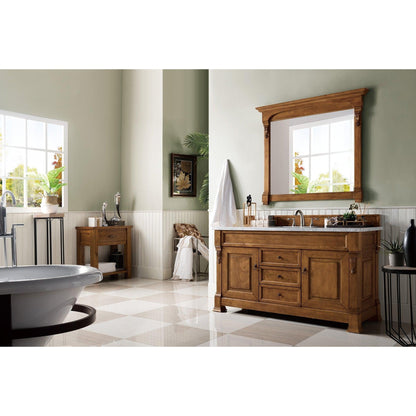 James Martin Vanities Brookfield 60" Country Oak Single Vanity With 3cm Carrara Marble Top