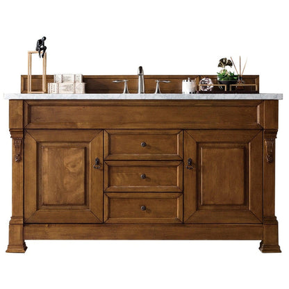 James Martin Vanities Brookfield 60" Country Oak Single Vanity With 3cm Carrara Marble Top