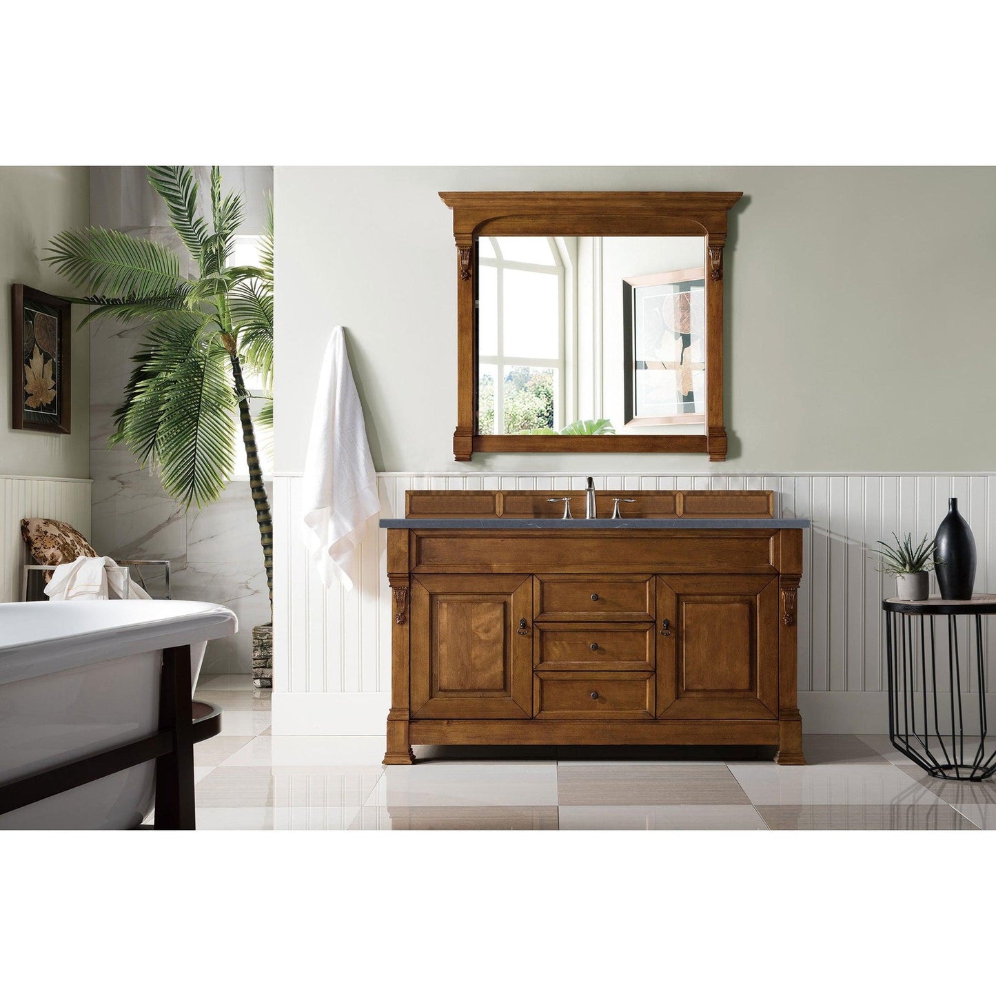 James Martin Vanities Brookfield 60" Country Oak Single Vanity With 3cm Charcoal Soapstone Quartz Top