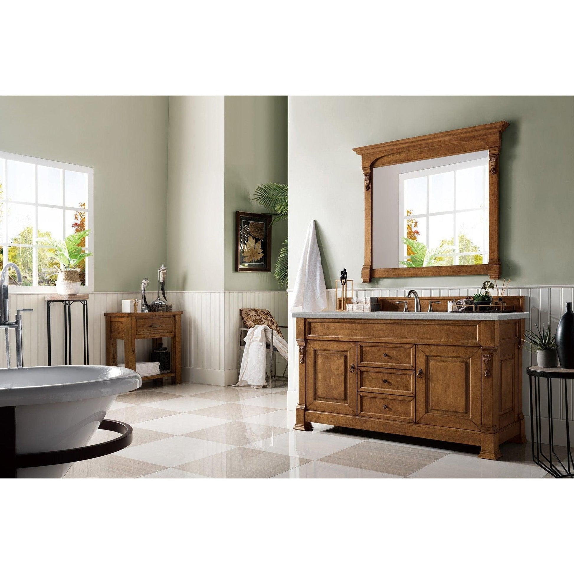 James Martin Vanities Brookfield 60" Country Oak Single Vanity With 3cm Eternal Serena Quartz Top