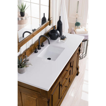 James Martin Vanities Brookfield 60" Country Oak Single Vanity With 3cm White Zeus Quartz Top