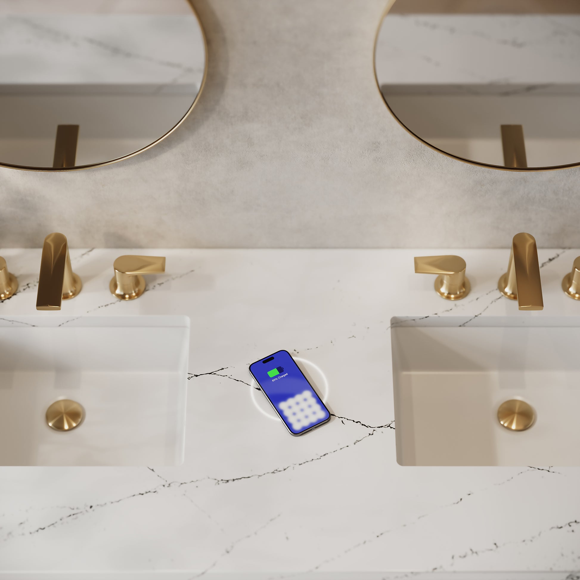 James Martin Vanities Brookfield 60" Honey Oak Double Vanity With 3 cm Ethereal Noctis Silestone Top and FreePower Wireless Charger