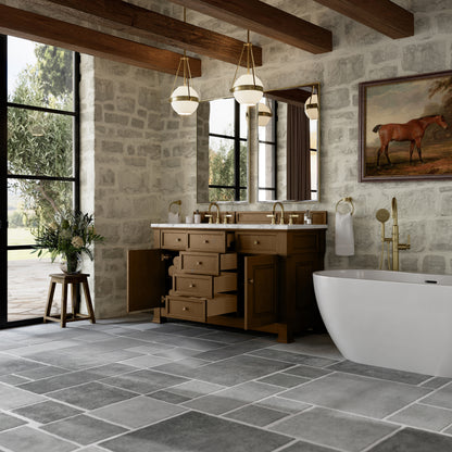 James Martin Vanities Brookfield 60" Honey Oak Double Vanity With 3cm Carrara White Marble Top