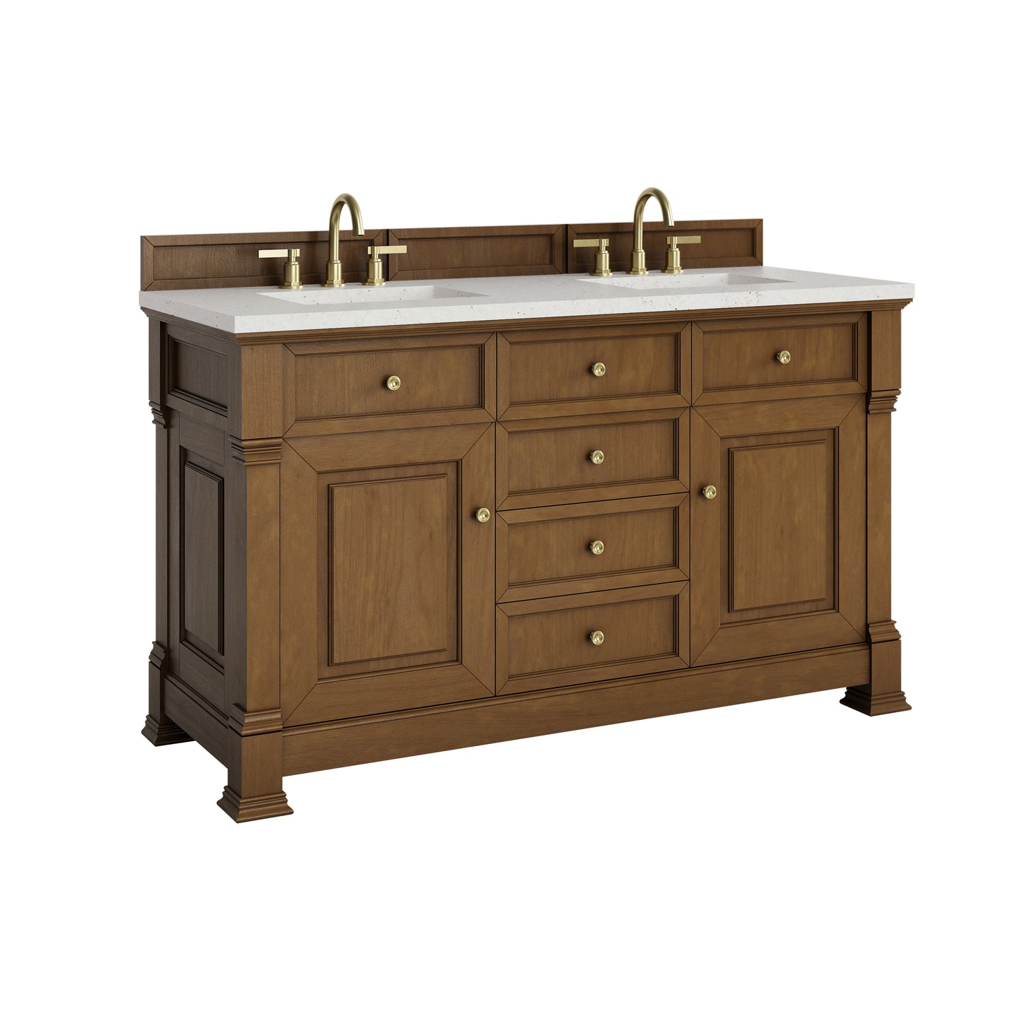 James Martin Vanities Brookfield 60" Honey Oak Double Vanity With 3cm Lime Delight Silestone Top