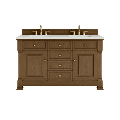 James Martin Vanities Brookfield 60" Honey Oak Double Vanity With 3cm Lime Delight Silestone Top