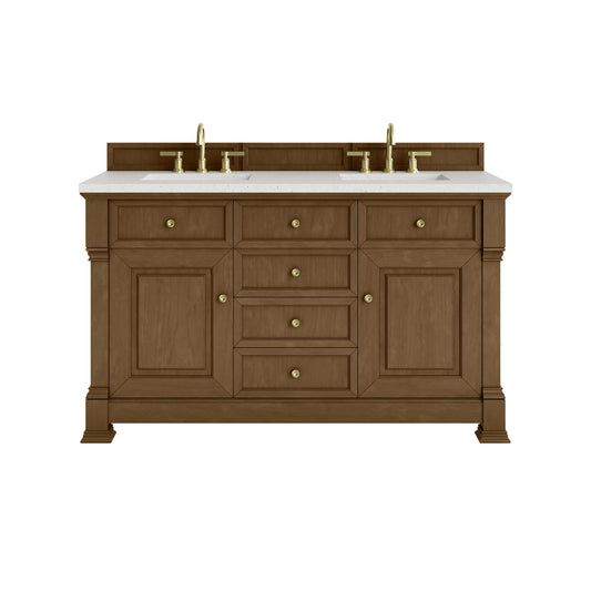 James Martin Vanities Brookfield 60" Honey Oak Double Vanity With 3cm Lime Delight Silestone Top