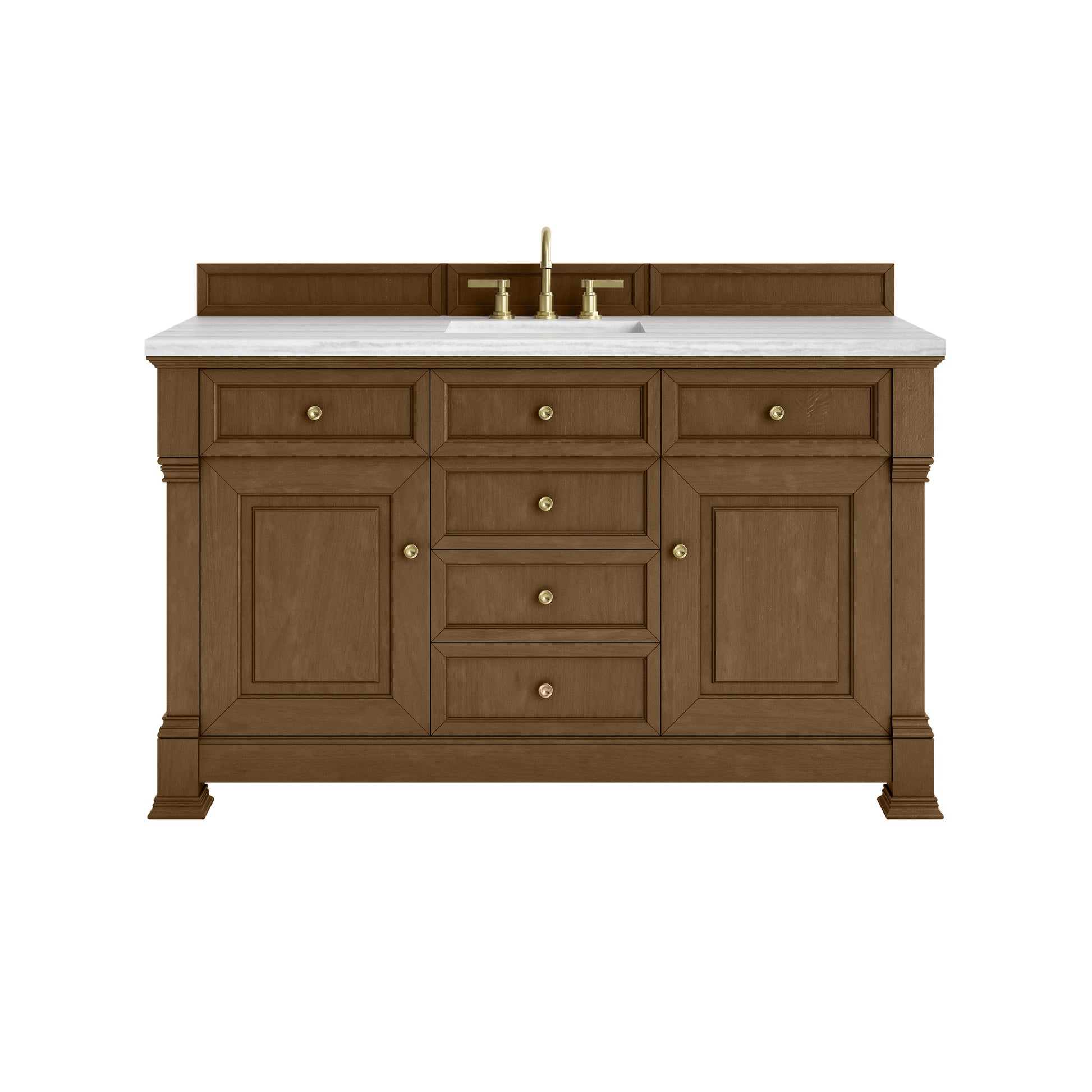 James Martin Vanities Brookfield 60" Honey Oak Single Vanity With 3cm Arctic Fall Solid Surface Top