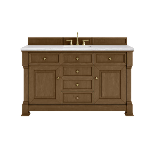 James Martin Vanities Brookfield 60" Honey Oak Single Vanity With 3cm Arctic Fall Solid Surface Top