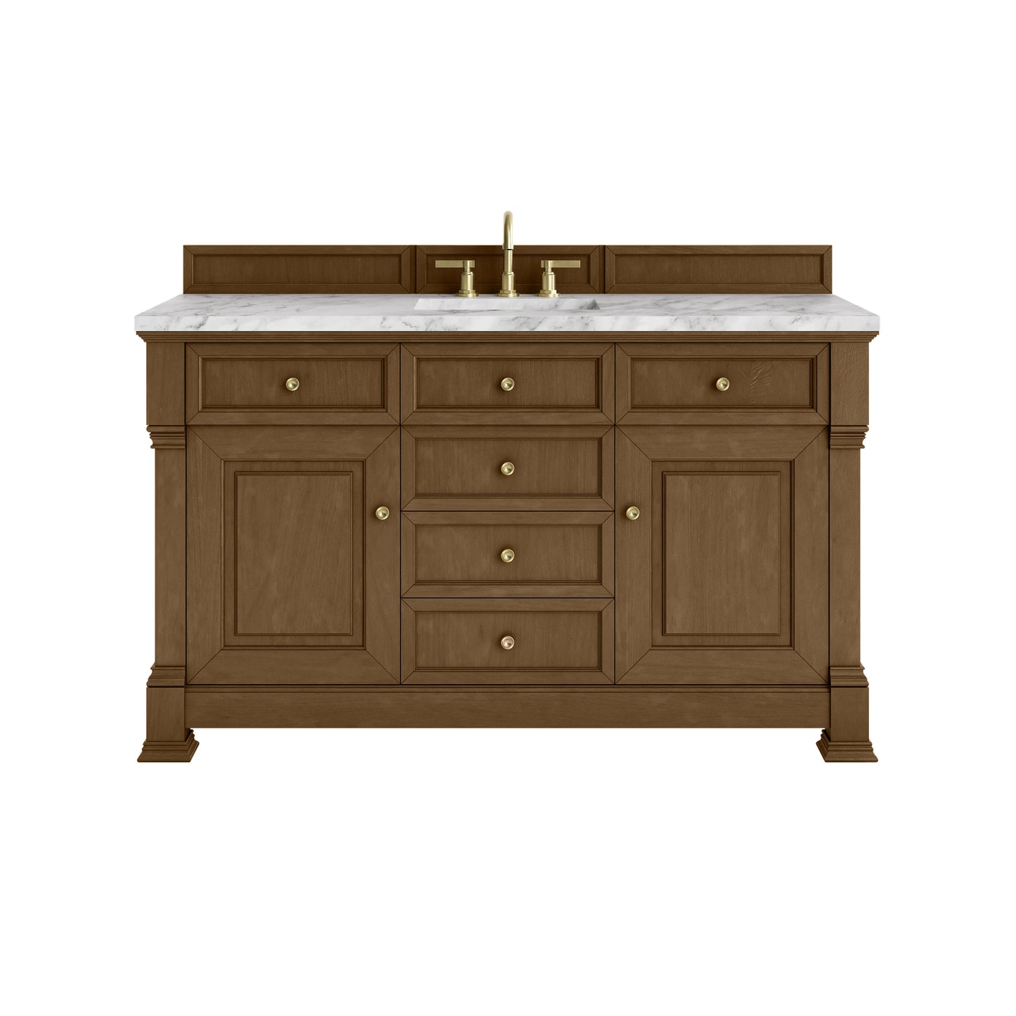 James Martin Vanities Brookfield 60" Honey Oak Single Vanity With 3cm Carrara White Marble Top