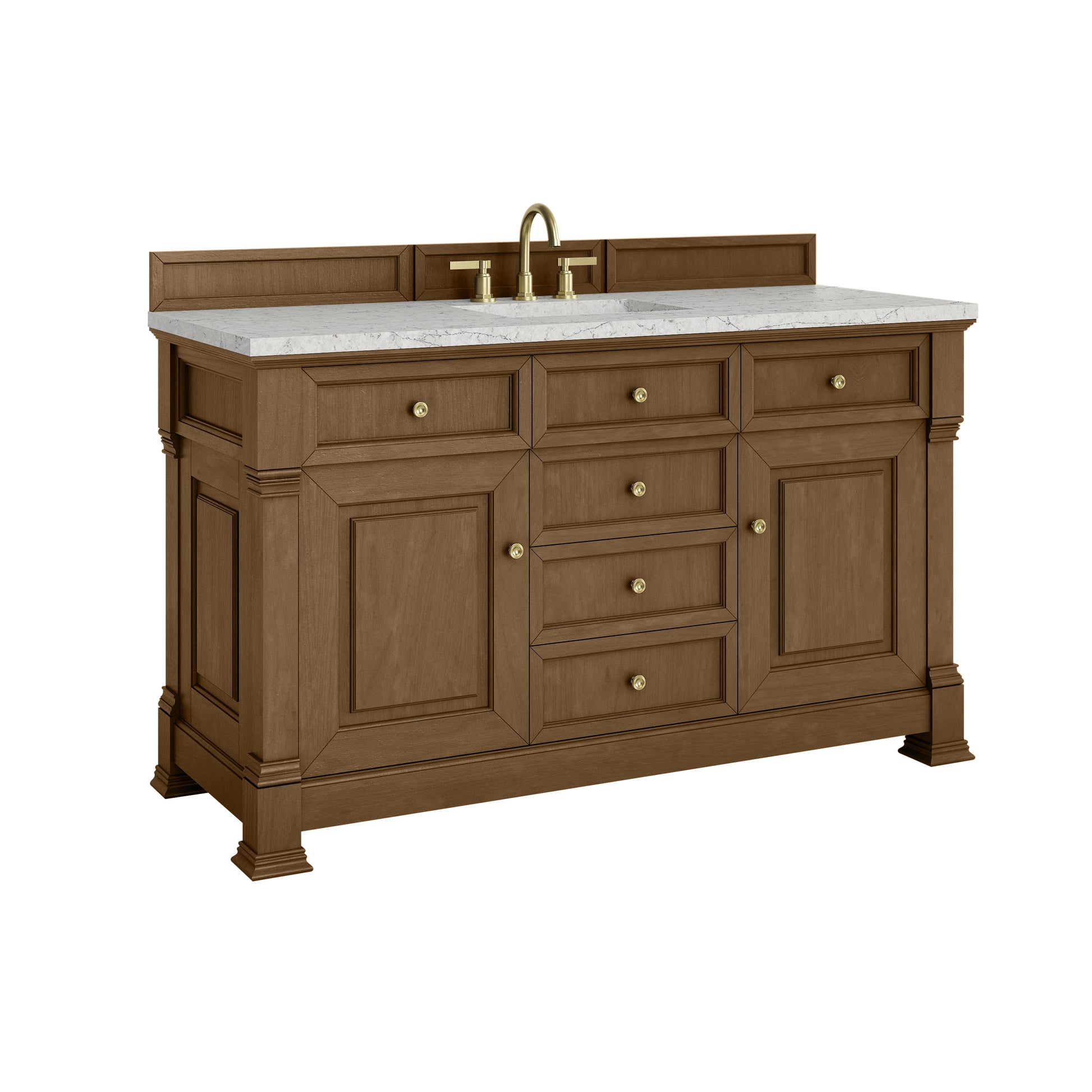 James Martin Vanities Brookfield 60" Honey Oak Single Vanity With 3cm Eternal Jasmine Pearl Silestone Top