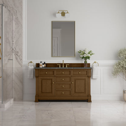 James Martin Vanities Brookfield 60" Honey Oak Single Vanity With 3cm Parisien Bleu Silestone Top