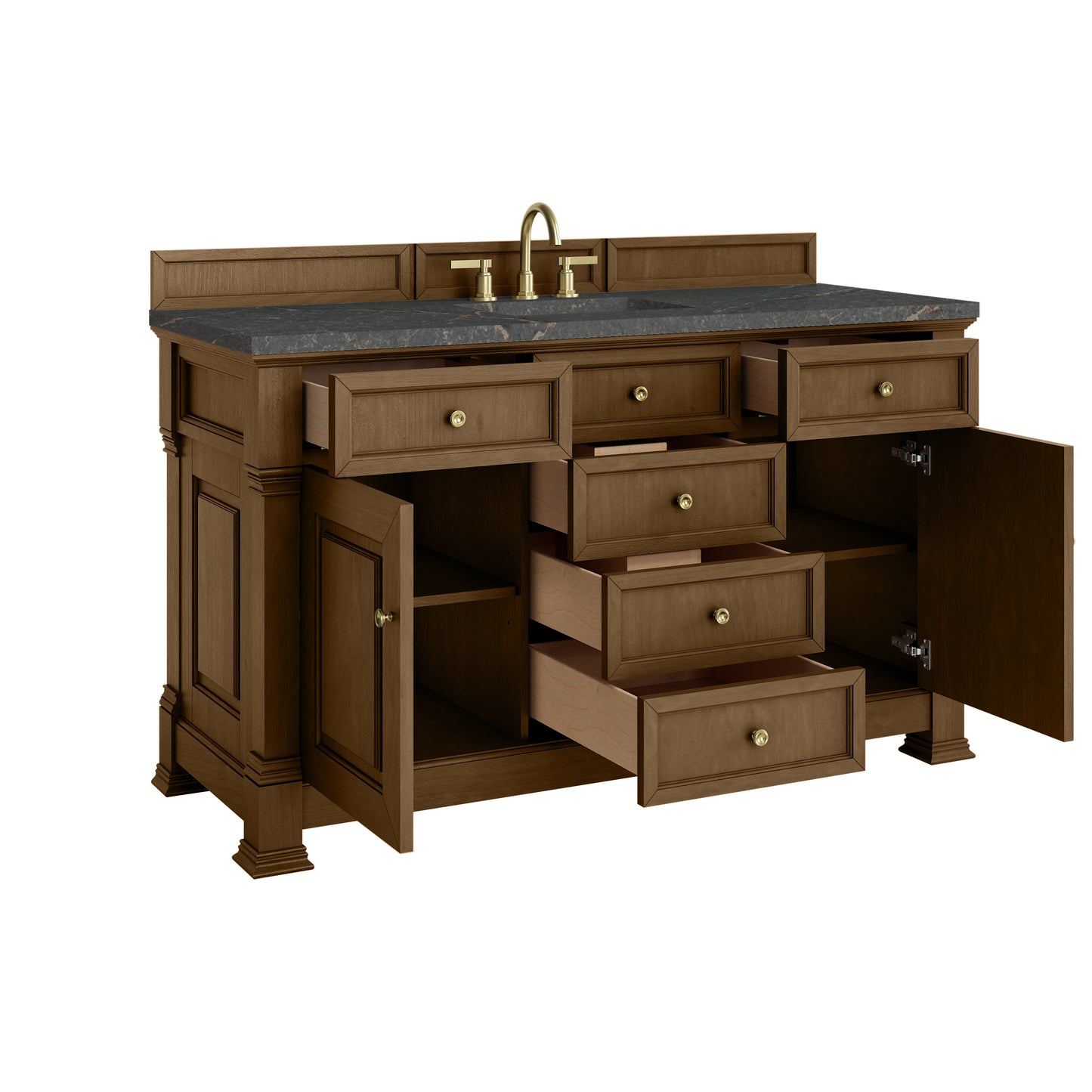 James Martin Vanities Brookfield 60" Honey Oak Single Vanity With 3cm Parisien Bleu Silestone Top