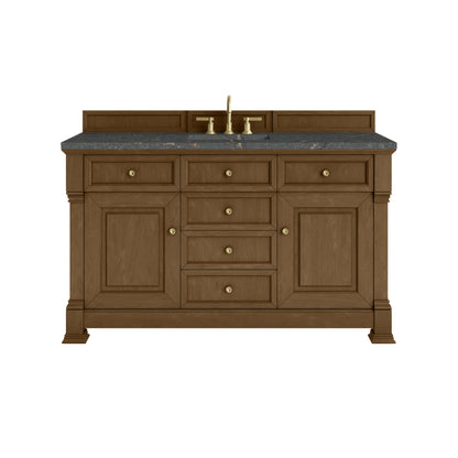 James Martin Vanities Brookfield 60" Honey Oak Single Vanity With 3cm Parisien Bleu Silestone Top