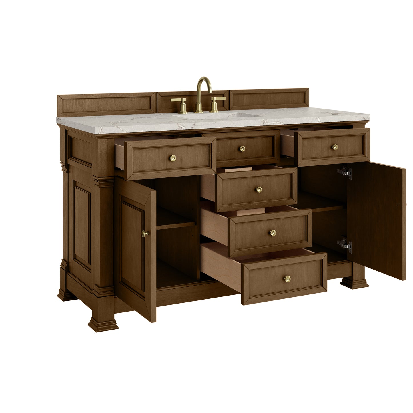 James Martin Vanities Brookfield 60" Honey Oak Single Vanity With 3cm Victorian Silver Silestone Top