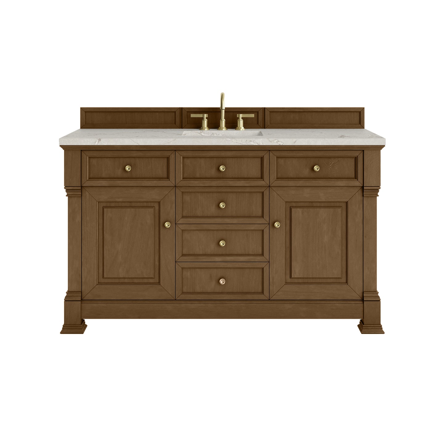 James Martin Vanities Brookfield 60" Honey Oak Single Vanity With 3cm Victorian Silver Silestone Top