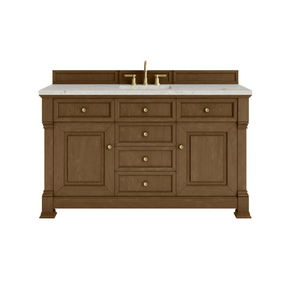 James Martin Vanities Brookfield 60" Honey Oak Single Vanity With 3cm Victorian Silver Silestone Top