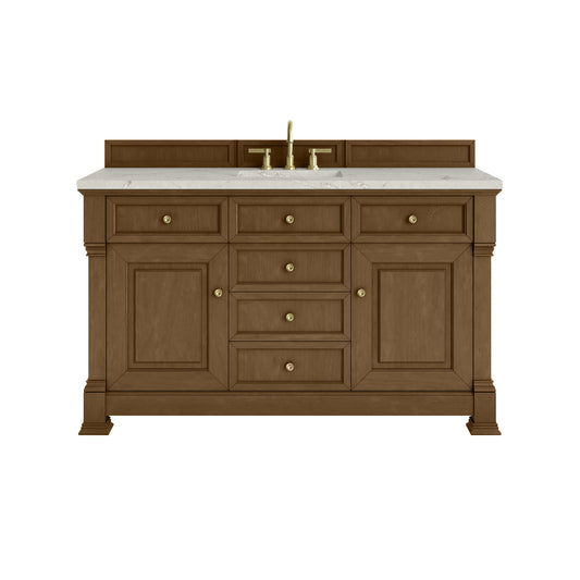 James Martin Vanities Brookfield 60" Honey Oak Single Vanity With 3cm Victorian Silver Silestone Top