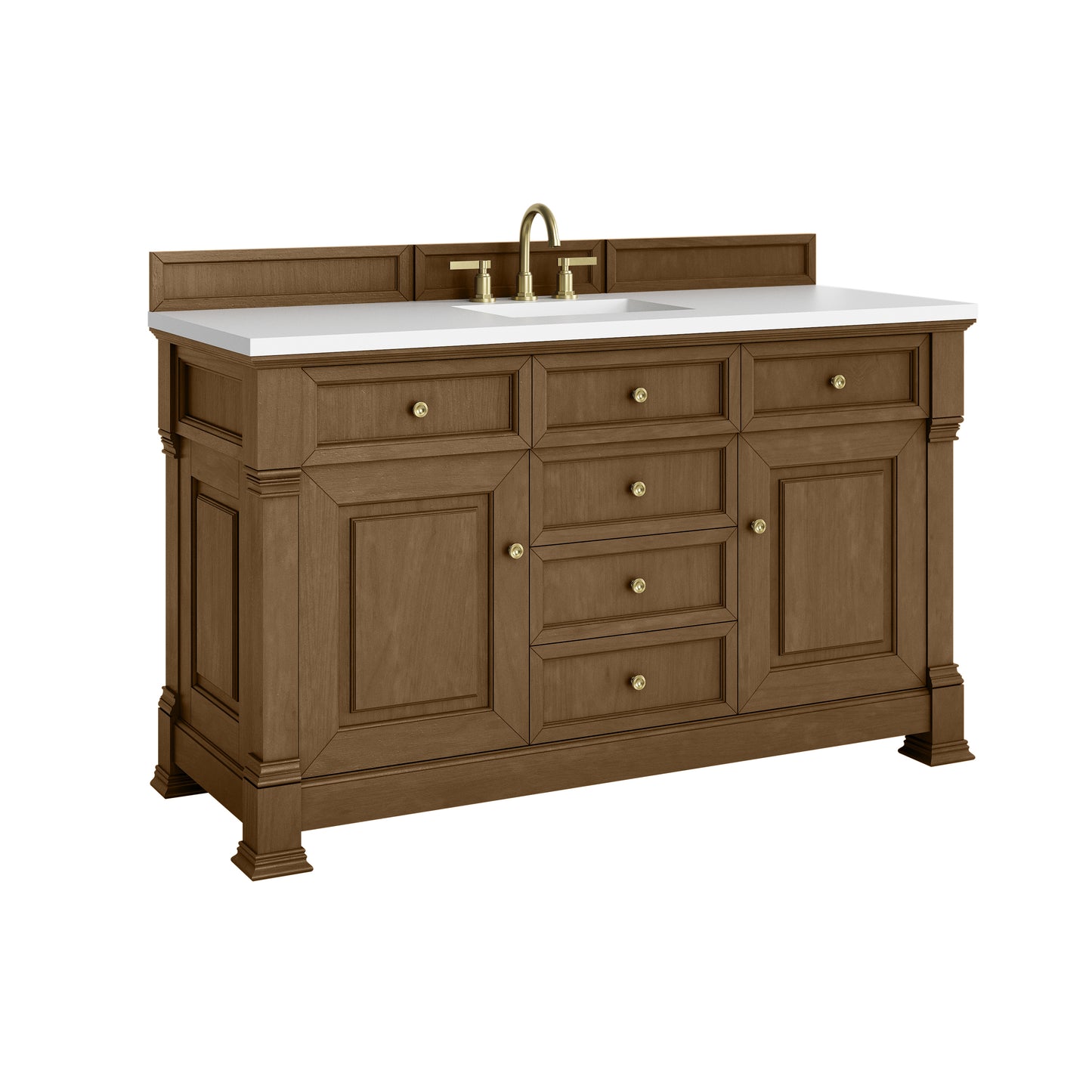 James Martin Vanities Brookfield 60" Honey Oak Single Vanity With 3cm White Zeus Silestone Top