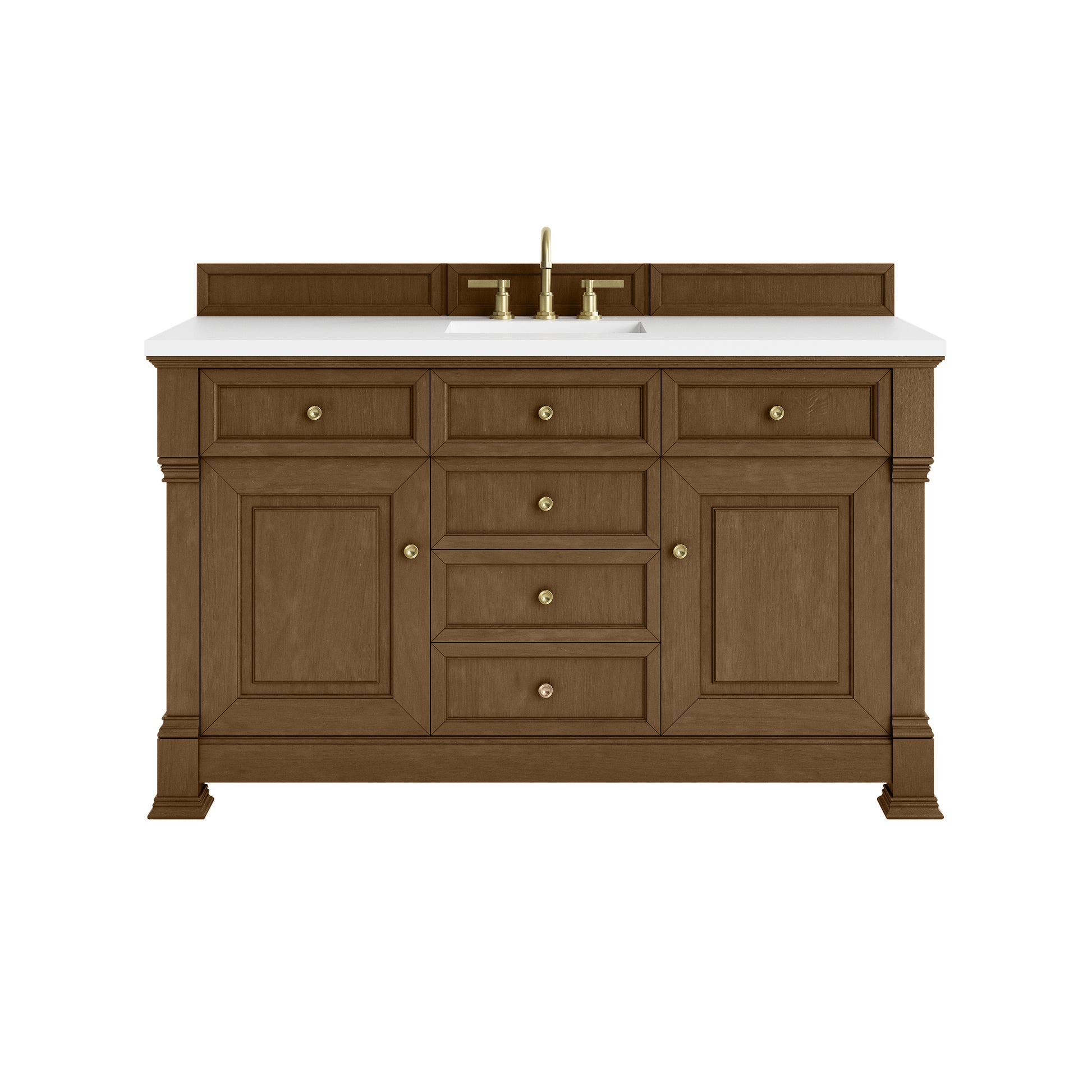 James Martin Vanities Brookfield 60" Honey Oak Single Vanity With 3cm White Zeus Silestone Top