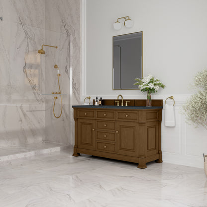 James Martin Vanities Brookfield 60" Honey Oak Single Vanity With3cm Charcoal Soapstone Silestone Top