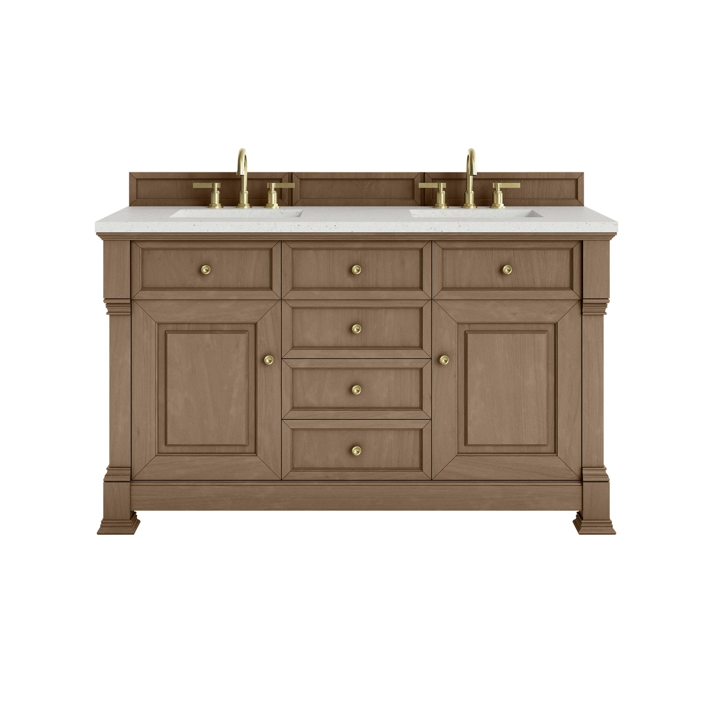 James Martin Vanities Brookfield 60" Pecan Double Vanity With 3cm Lime Delight Silestone Top