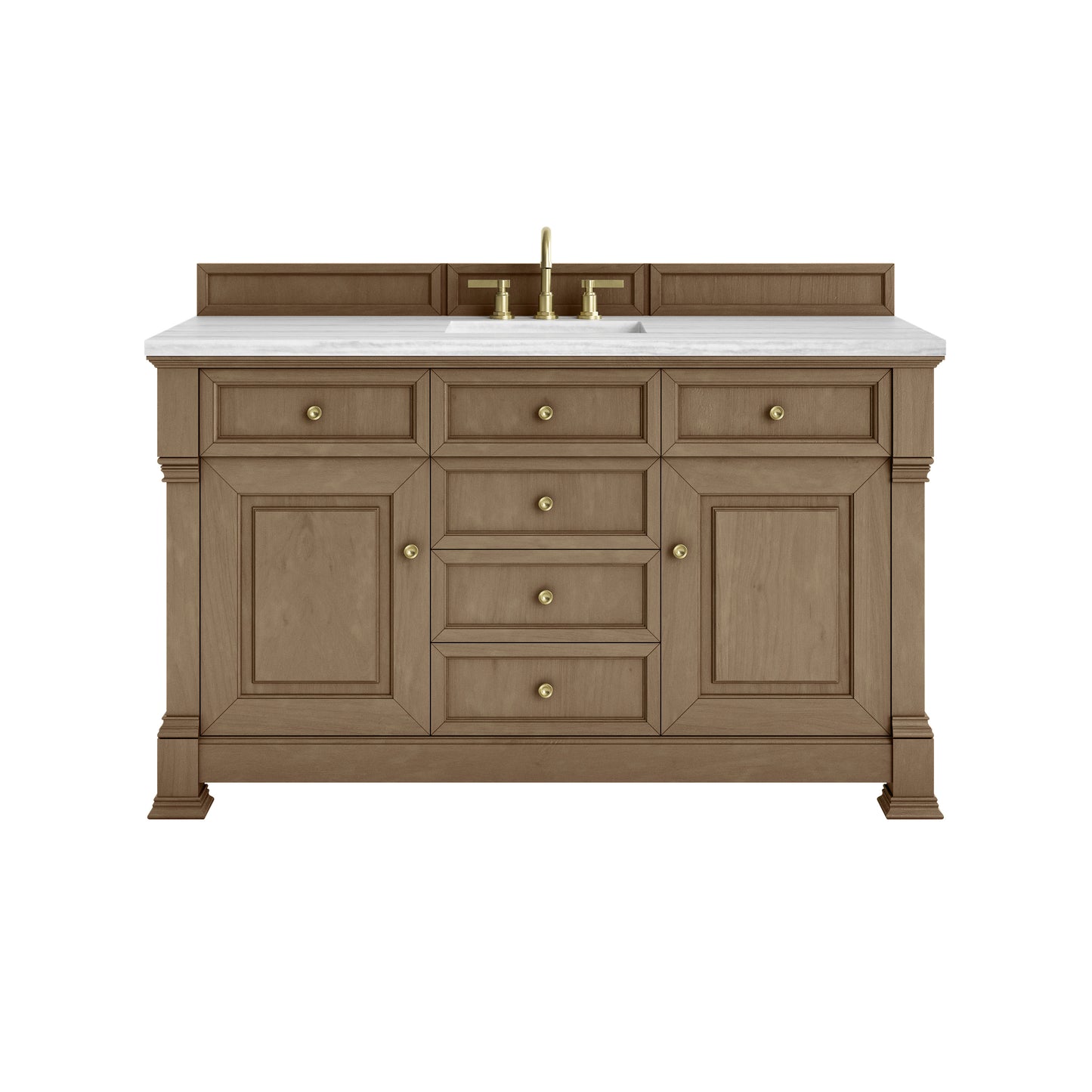 James Martin Vanities Brookfield 60" Pecan Single Vanity With 3cm Arctic Fall Solid Surface Top