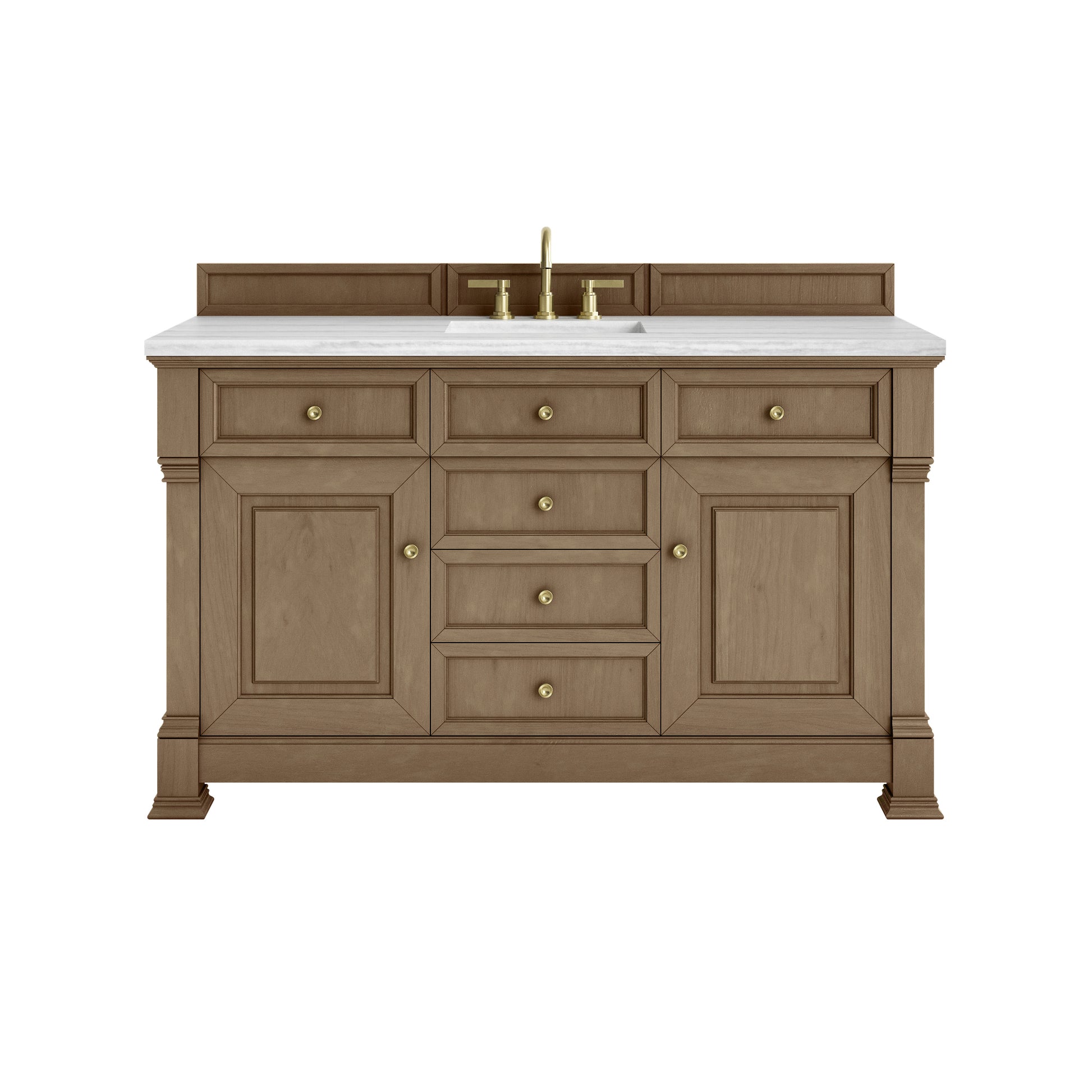 James Martin Vanities Brookfield 60" Pecan Single Vanity With 3cm Arctic Fall Solid Surface Top