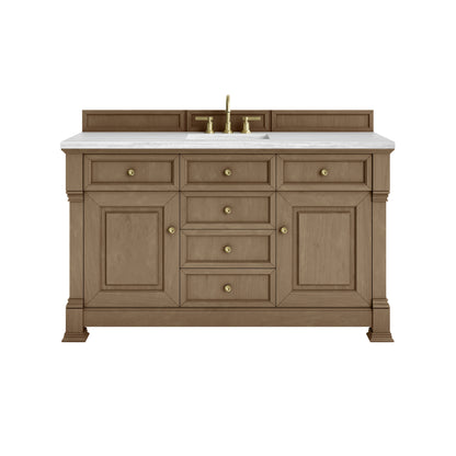 James Martin Vanities Brookfield 60" Pecan Single Vanity With 3cm Arctic Fall Solid Surface Top