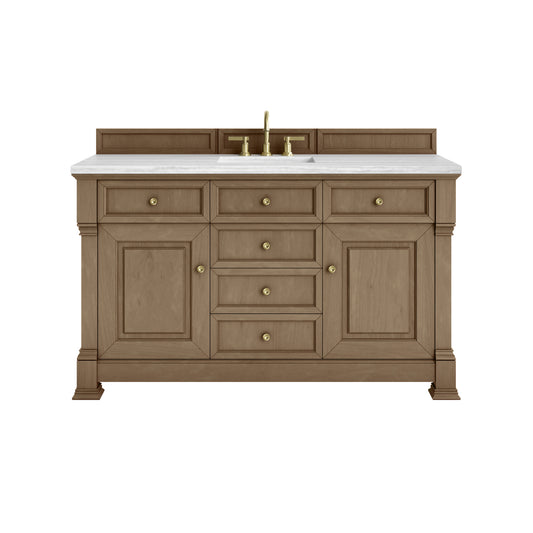 James Martin Vanities Brookfield 60" Pecan Single Vanity With 3cm Arctic Fall Solid Surface Top